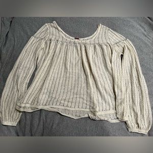 Boho Cream Long-Sleeve Eyelet Peasant Top